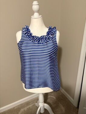 Talbots ruffle neck blouse